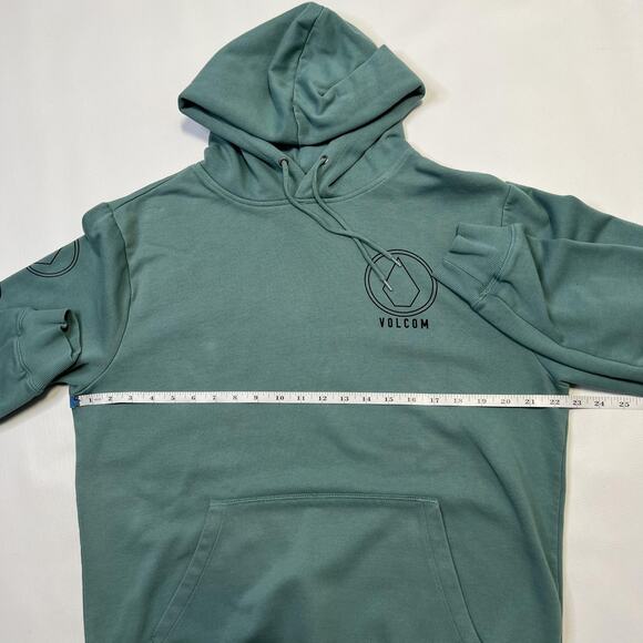 Volcom Hoodie Mens Large Green Pullover Sweatshirt Stone Logo Skate Streetwear - Picture 5 of 6